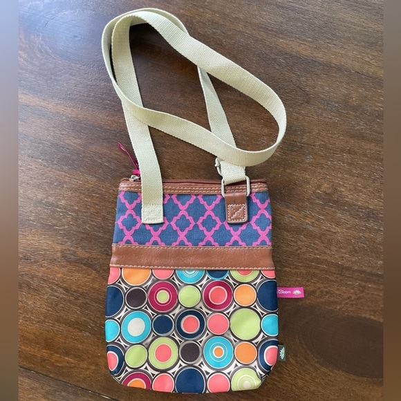 Lily Bloom Triple Zip Crossbody Geometric Colorful Purse Adjustable Strap - Picture 3 of 15